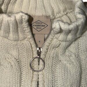 CREAM CROP SWEATER 1/4 ZIP